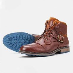 Hecrafted Footwear Store Saint Morris Leather Strap Boot Men's Apparels