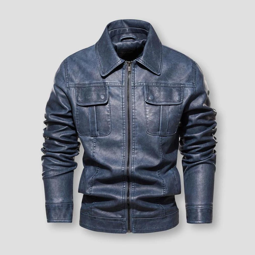 FREDD-MARSHALL Men's Store Sky Madrid Leather Austin Jacket 4 FREDD-MARSHALL Men's Store Sky Madrid Leather Austin Jacket