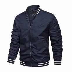 TACVASEN Official Store Sky Madrid Striped Baseball Jacket