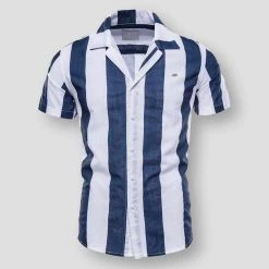 NEGIZBER Trend Store North Royal Striped Short Sleeve Shirt Men's Apparels