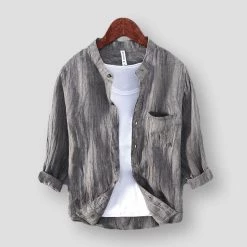 FREDD-MARSHALL Men's Store Sky Madrid Cotignac Linen Shirt Men's Apparels