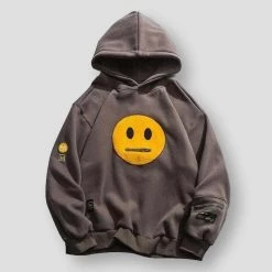 GONTHWID Official Store Sky Madrid Zip It Smiley Hoodie Men's Apparels