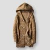 YXD Men's Store Sky Madrid Wool Hooded Cardigan