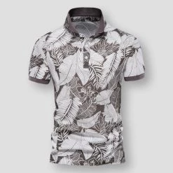 AIOPESON Official Store Men's Apparels Sky Madrid Leaf Polo Shirt