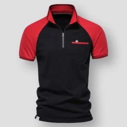 AIOPESON Official Store Men's Apparels Sky Madrid Zipper Polo Shirt