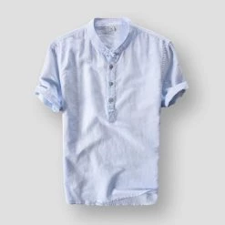 Cotton Linen Store Sky Madrid Pireas Linen Shirt Men's Apparels