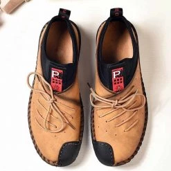 MVVT Factory Store Sky Madrid Leather Stitched Sneakers Men's Apparels