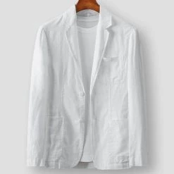 Trendy Persons Store Sky Madrid Pocket Linen Blazer Men's Apparels