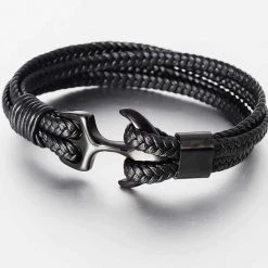 TANGYIN Official Store Men's Apparels Anchor Vegan Leather Bracelet