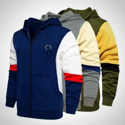 TOLOER Official Store North Royal Patchwork Hooded Sweatshirt Men's Apparels