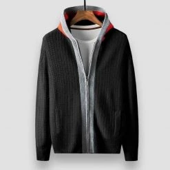 Minglu Official Store Men's Apparels Sky Madrid Striped Hooded Zip-Up Cardigan