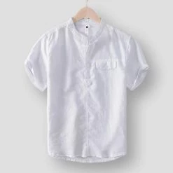 MOGELAISI Official Store Sky Madrid Dover Linen Shirt