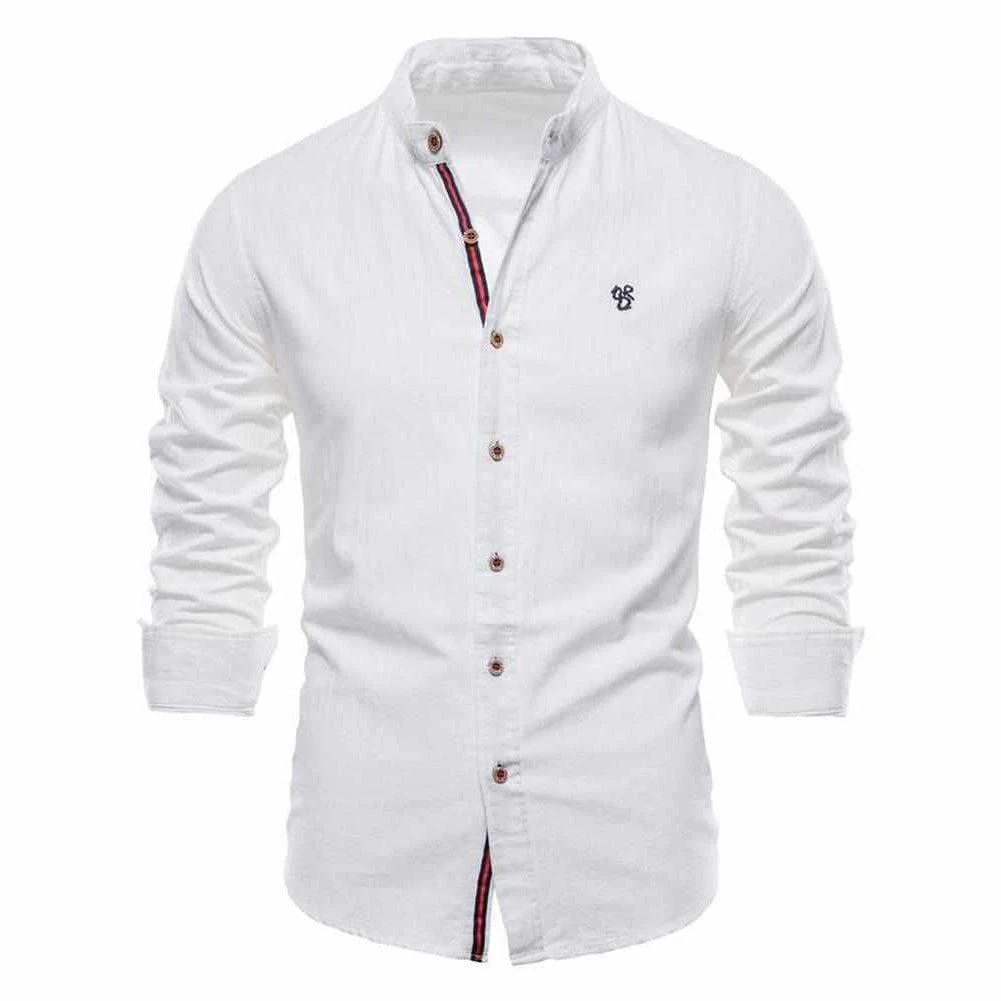 NEGIZBER Trend Store Sky Madrid Linen Long Sleeve Shirt 3 NEGIZBER Trend Store Sky Madrid Linen Long Sleeve Shirt