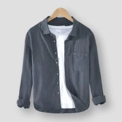 Pinecypress Official Store Sky Madrid Craco Linen Shirt Men's Apparels