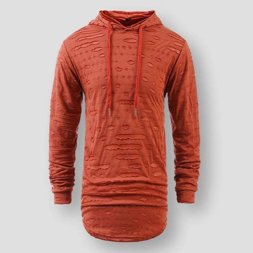 VEAKER Apparel Outlets Store Saint Morris Distressed Longline Hoodie Men's Apparels 4 VEAKER Apparel Outlets Store Saint Morris Distressed Longline Hoodie Men's Apparels