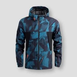 HIEXHSE Men's Store Sky Madrid Camo Hooded Jacket Men's Apparels
