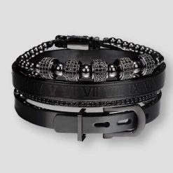 JuneLeaf Official Store Men's Apparels North Royal Stainless Steel Numeral Bracelet Set