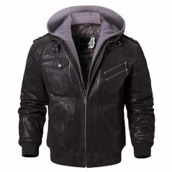 FLAVOR LEATHER JACKETS Men's Apparels Sky Madrid Hooded Leather Jacket 15 FLAVOR LEATHER JACKETS Men's Apparels Sky Madrid Hooded Leather Jacket