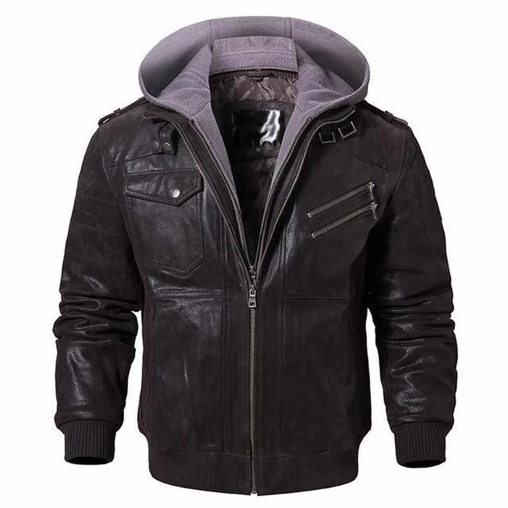 FLAVOR LEATHER JACKETS Men's Apparels Sky Madrid Hooded Leather Jacket 9 FLAVOR LEATHER JACKETS Men's Apparels Sky Madrid Hooded Leather Jacket