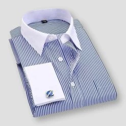 QISHA MEN SHIRT Store Men's Apparels Sky Madrid Long Sleeve Dress Shirt