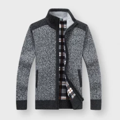 FAVOCENT Men's Wardrobe Store Sky Madrid Patchwork Knitted Cardigan