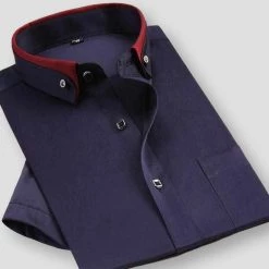 High Quality Items Store Sky Madrid Dual Tone Short Sleeve Shirt Men's Apparels