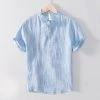 Cotton Linen Store Sky Madrid Blue Horizon Linen Shirt Men's Apparels