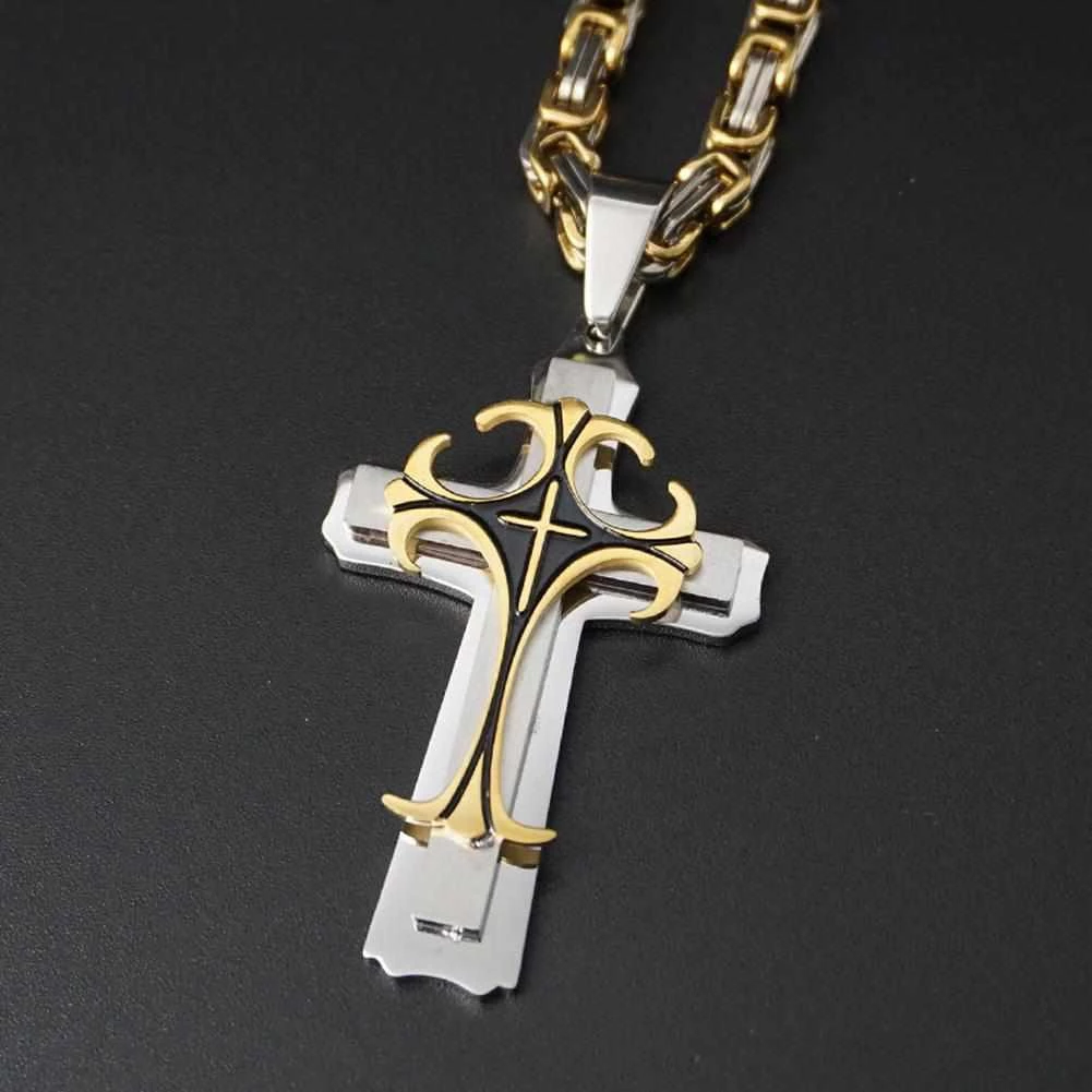 WENDYFO Store Men's Apparels Stainless Steel Cross Chain Necklace 5 WENDYFO Store Men's Apparels Stainless Steel Cross Chain Necklace