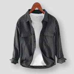 MOGELAISI Official Store North Royal Pierre Striped Shirt Men's Apparels 5 MOGELAISI Official Store North Royal Pierre Striped Shirt Men's Apparels