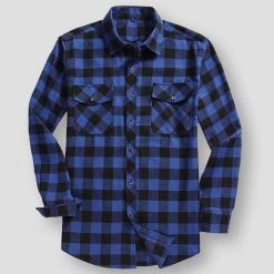 QISHA MEN SHIRT Store Saint Morris Plaid Flannel Shirt Men's Apparels