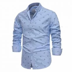AIOPESON MEN'S Store Men's Apparels Sky Madrid Oxford Long-Sleeve Shirt