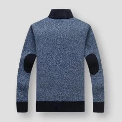 FAVOCENT Men's Wardrobe Store Sky Madrid Patchwork Knitted Cardigan