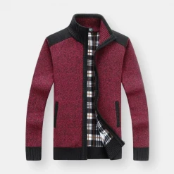 FAVOCENT Men's Wardrobe Store Sky Madrid Patchwork Knitted Cardigan