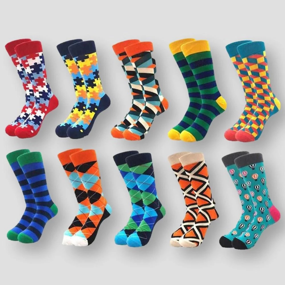 TrendSocks Store Sky Madrid Combed Colorful Socks (10 Pairs) 3 TrendSocks Store Sky Madrid Combed Colorful Socks (10 Pairs)