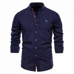 NEGIZBER Trend Store Sky Madrid Linen Long Sleeve Shirt 12 NEGIZBER Trend Store Sky Madrid Linen Long Sleeve Shirt