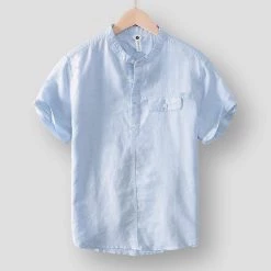 MOGELAISI Official Store Sky Madrid Dover Linen Shirt