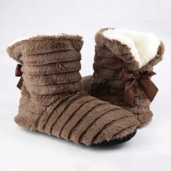 CYFMYD Official Store North Royal Bow Plush Slippers Women's Apparels