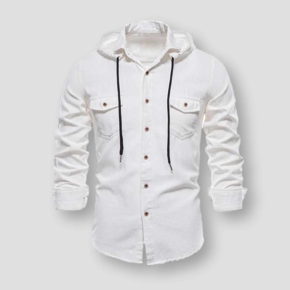 NEGIZBER Trend Store North Royal Hooded Button-Up Shirt Men's Apparels 5 NEGIZBER Trend Store North Royal Hooded Button-Up Shirt Men's Apparels