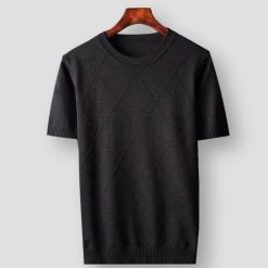 Wan Liang 168 Store Men's Apparels Sky Madrid Short-Sleeve Knitted Pullover