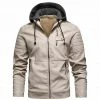 UNCO&BOROR Store North Royal Leather Fleece Hooded Jacket 2 UNCO&BOROR Store North Royal Leather Fleece Hooded Jacket