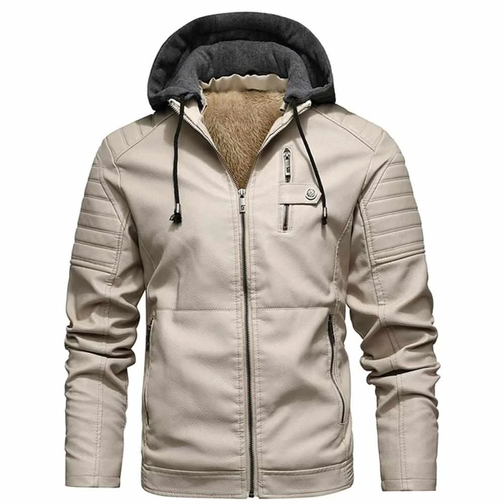 UNCO&BOROR Store North Royal Leather Fleece Hooded Jacket 3 UNCO&BOROR Store North Royal Leather Fleece Hooded Jacket