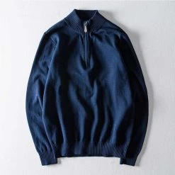June30 Store North Royal Knitted Half-Zip Pullover