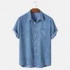 Moringcute Store Sky Madrid Short-Sleeve Corduroy Shirt