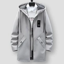 Shop910347340 Store Sky Madrid Long Zip-Up Hooded Jacket Men's Apparels