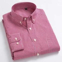 BOLEEBIRD AliExpress Store Sky Madrid Button-Down Checkered Shirt