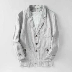7XL 8XL 9XL 10XL High Quality Produts Store Sky Madrid Linen Pocket Blazer Men's Apparels