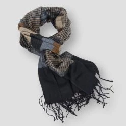 YSHOOAI Official Store Sky Madrid Plaid Fringed Scarf Men's Apparels