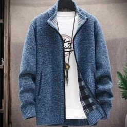Zongke-4 Store Retro Zipper Cardigan Men's Apparels