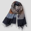 YSHOOAI Official Store Sky Madrid Plaid Fringed Scarf Men's Apparels