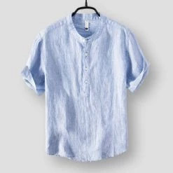 M Cotton Linen Store Men's Apparels Sky Madrid Bellshill Linen Shirt